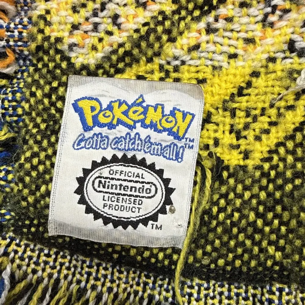 Pokemon Vintage 90s Tapestry Throw Blanket Pikachu Charmander Bulbasaur Squirtle